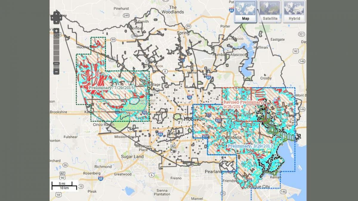 harta e përmbytjeve në Houston