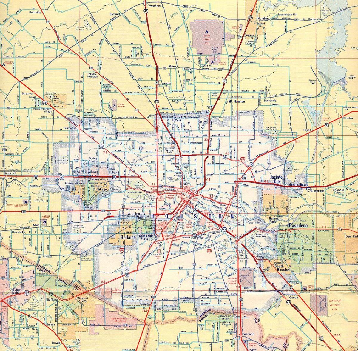 hartën e rrugës e Houston