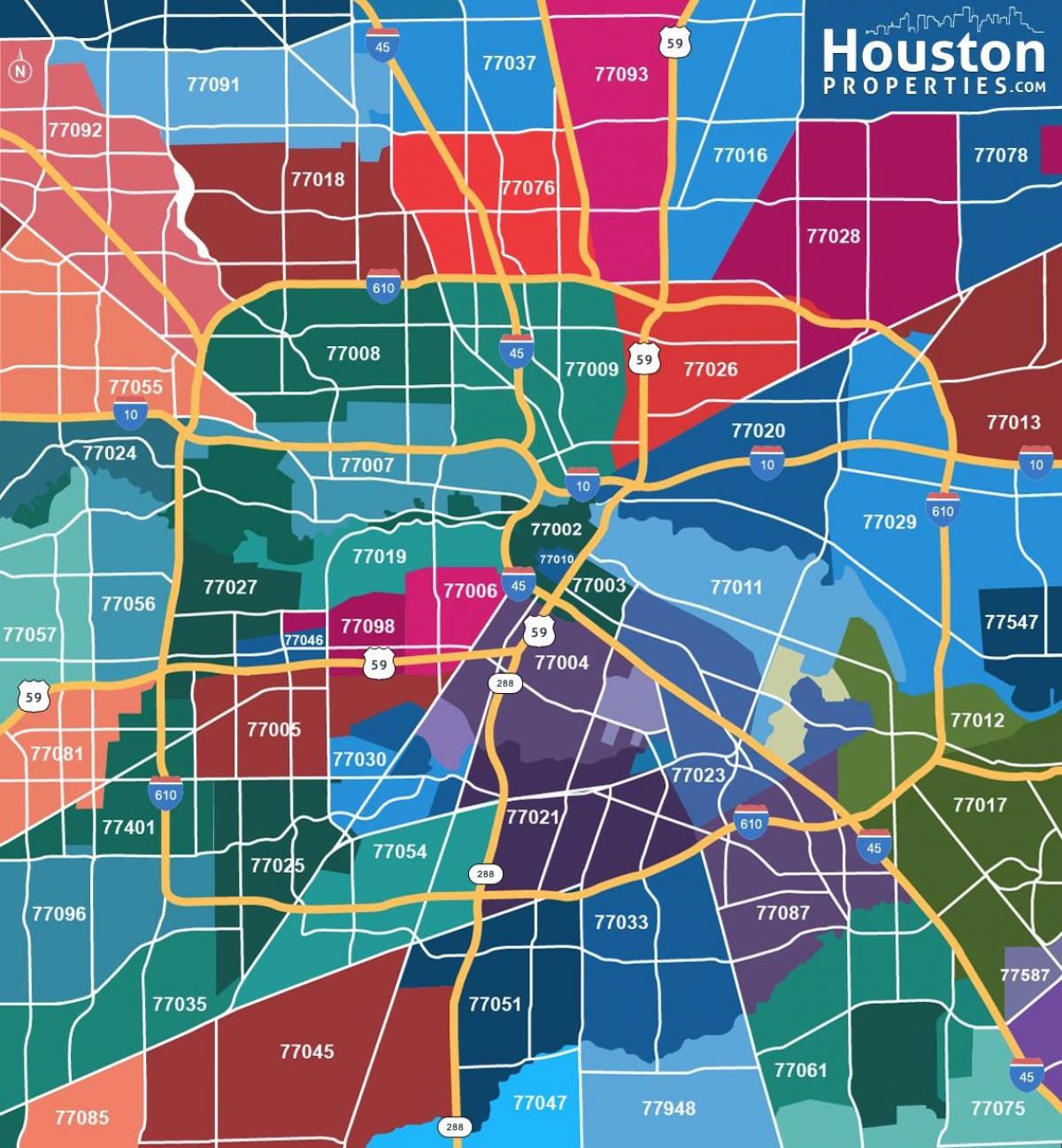 i hartave të Houston zip codes