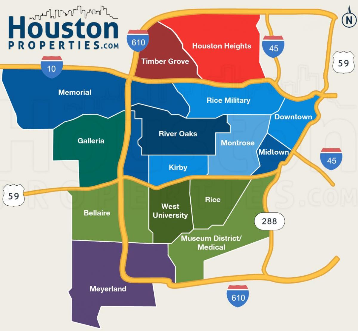 i hartave të Houston lagjet e