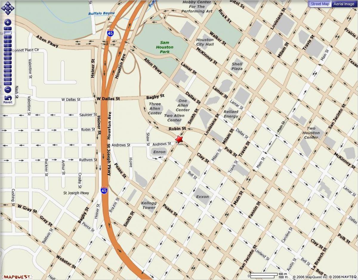 harta e në qendër të qytetit Houston
