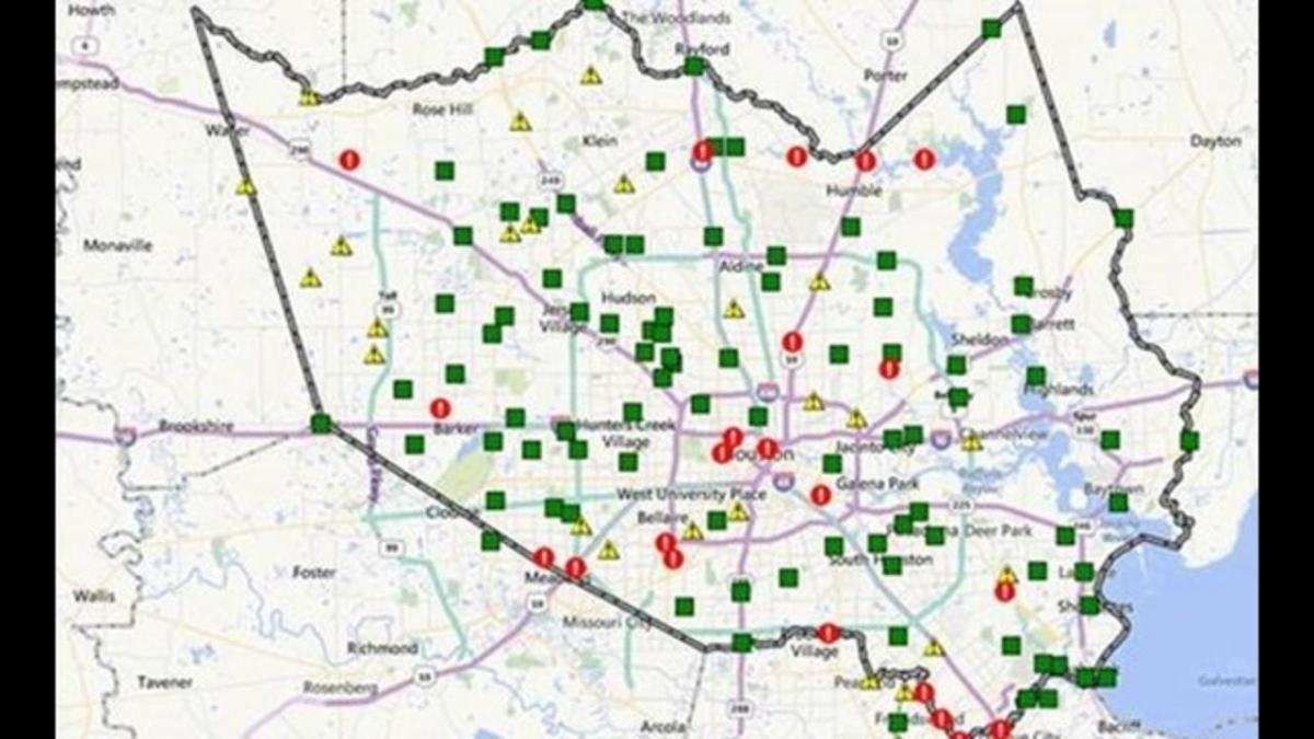 harta e përmbytur zonat në Houston