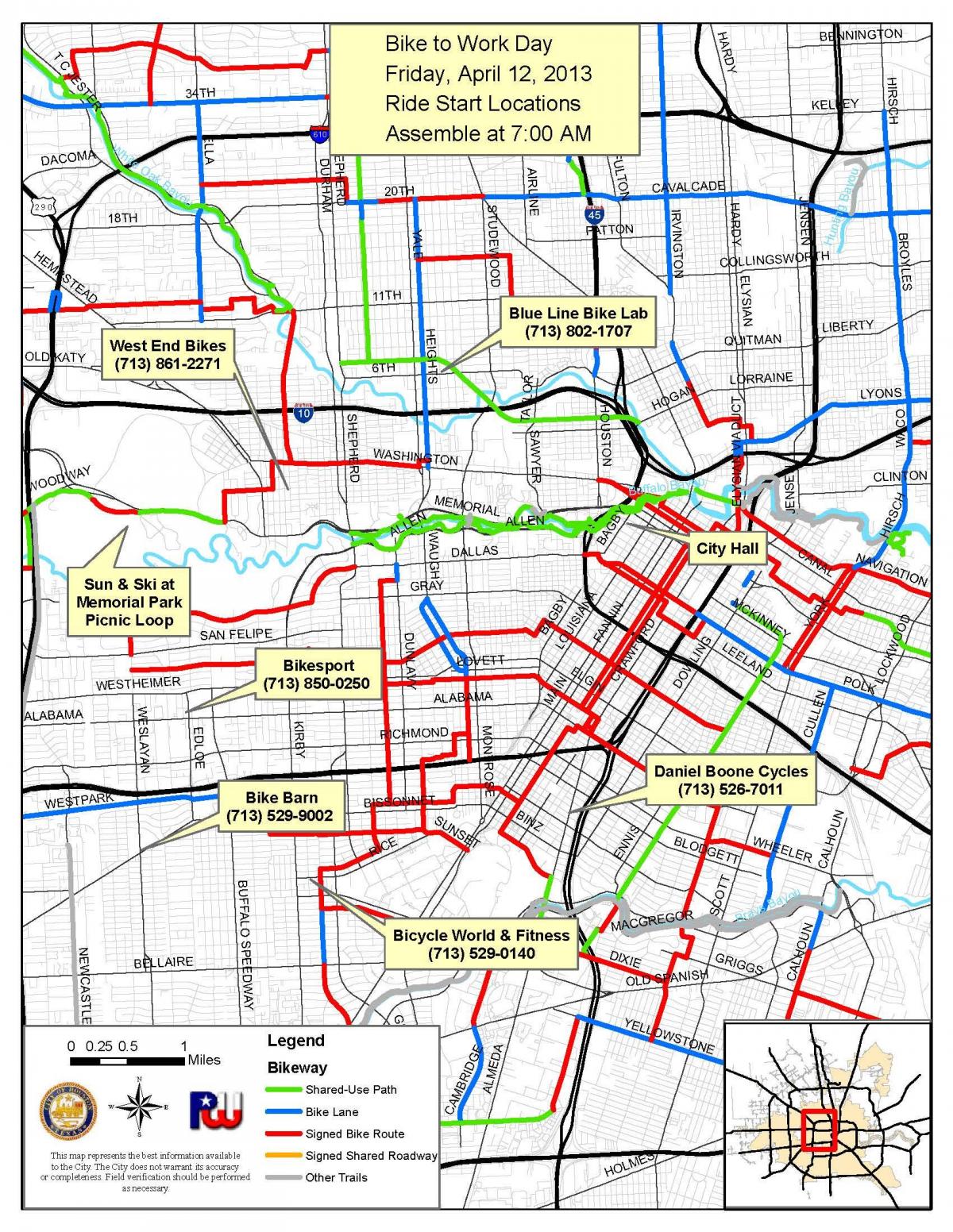 shtigje biçikletë hartave të Houston