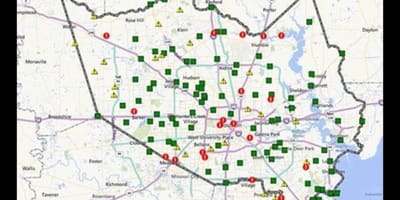 Harta e përmbytur zonat në Houston