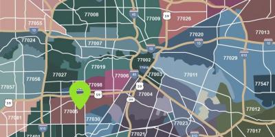 Houston hartë me zip codes